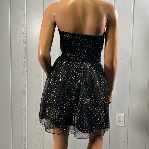*Motel Women's Black & Gold Glitter Dot Strapless Mini nDress Sz S - Picture 4 of 13